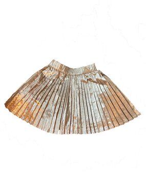 Mini Boden Gold Pleated Skirt Size 2-3 NWT